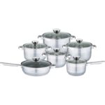 Set oale inox + tigaie Bohmann BH-1241-12, 12 piese, fund 9 straturi, inductie