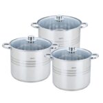 Set oale inox Bohmann BH-3462, 9 l, 11 l, 13.5 l, 6 piese, inductie, fund 5 straturi