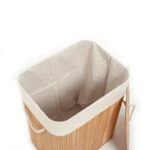 Cos pentru rufe din bambus si material textil Grunberg BM023, crem, 60 l - imagine 2