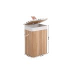 Cos pentru rufe din bambus si material textil Grunberg BM023, crem, 60 l - imagine 5