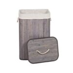 Cos pentru rufe din bambus si material textil Grunberg BM023, gri, 60 l - imagine 2