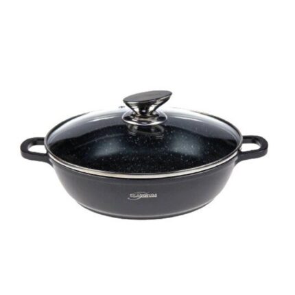 Cratita joasa din aluminiu Platinum Collection PL-DAR24, 24 cm , 2.2 litri, invelis marmura
