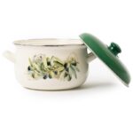 Cratita cu capac emailata Grunberg GR3420, 20 cm, 2.8 l, crem+verde - imagine 2