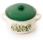 Cratita cu capac emailata Grunberg GR3420, 20 cm, 2.8 l, crem+verde - imagine 3