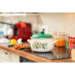 Cratita cu capac emailata Grunberg GR3420, 20 cm, 2.8 l, crem+verde - imagine 4
