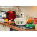 Cratita cu capac emailata Grunberg GR3420, 20 cm, 2.8 l, crem+verde - imagine 5