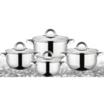 Set oale inox Grunberg GR1063, 8 piese, compatibile inductie, capace din sticla