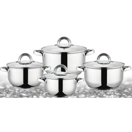 Set oale inox Grunberg GR1063, 8 piese, compatibile inductie, capace din sticla