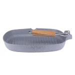 Tigaie grill Bohmann BH-1003-28MRB, 28 cm, maner pliabil, interior marmura, gri - imagine 2