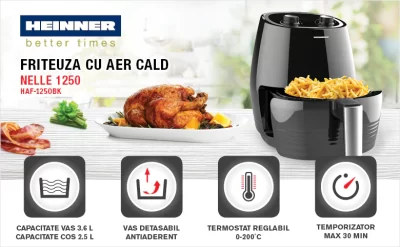 Friteuza fara ulei Heinner Airfryer HAF 1250BK descriere
