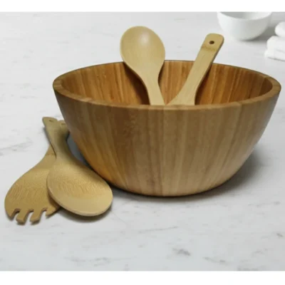 Set bol pentru salata cu 2 ustensile din bambus Grunberg BM6356 2