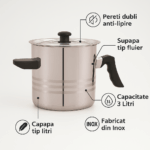 Oala lapte Grunberg GR1518, 3 litri, capac, pereti dubli - imagine 4