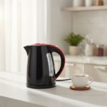 Cana fierbator Rosberg R51230A, plastic, 1.7 L, 2200 W, negru/rosu, gradata - imagine 2