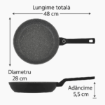 Tigaie aluminiu Zilan ZLN-3291, 24 cm, interior granit, baza inductie, maner soft touch - imagine 5