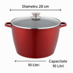 Oala din aluminiu Grunberg GR1607, invelis ceramic marmorat, capac sticla , 28 cm , 10 l - imagine 7