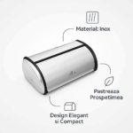 Cutie pentru paine Bohmann BH-7239B, 44 x 27 x 18 cm, inox, Argintiu - imagine 4