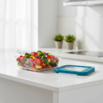 Vas din sticla borosilicata Grunberg VY1100LID, capac plastic, 1.1 litri, 17.7 x 17.7 x 5.4 cm - imagine 4