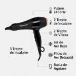 Uscator de par Hausberg HB-29, 2400 W, Negru - imagine 11