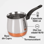 Ibric inox 1000 ml, cu baza din cupru , Grunberg GR726 - imagine 13