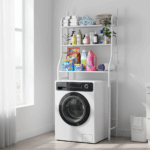 Raft depozitare pentru baie TW106, 3 polite rezistente, 68 x 25 x 155 cm, alb - imagine 3