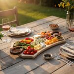 Platou din lemn pentru servit, compartimentat, cu maner potcoava 56x25.5cm / EXT 7215 - imagine 3