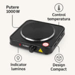 Plita electrica Floria ZLN-2806, 1000W, 1 ochi, 22 x 21 x 5 cm, Negru - imagine 13