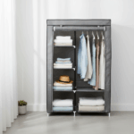 Dulap din material textil, cu structura metalica Grunberg WD004, 105 x 45 x 160 cm, gri - imagine 2