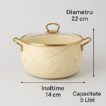 Cratita emailata Goldmann GM-8017-22B, 22x14 cm, 5 litri, manere titan, inductie, bej - imagine 6