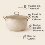 Cratita emailata Goldmann GM-8017-22B, 22x14 cm, 5 litri, manere titan, inductie, bej - imagine 11