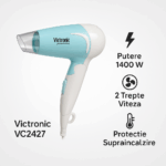 Uscator par Victronic VC2427, 1400 W, 2 trepte viteza, maner rabatabil, alb - imagine 3
