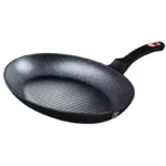 Tigaie pentru peste din aluminiu forjat Berlinger Haus BH-7149, 35x25x4.5 cm, interior marmorat, negru