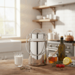 Bidon din inox, cu capac si maner, pentru depozitare lapte, miere sau ulei, 5 l, Grunberg IRL60 - imagine 2
