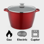 Oala din aluminiu Grunberg GR1607, invelis ceramic marmorat, capac sticla , 28 cm , 10 l - imagine 6