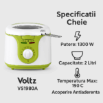 Friteuza electrica Voltz V51980A, 1300 W, 190 grade, 2 litri - imagine 8