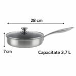 Tigaie din inox Grunberg GR9628, 28 cm, 3.7 l, capac sticla, invelis anti-aderent honeycomb, compatibila inductie - imagine 5