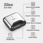 Sandwich-maker Zilan ZLN-3932, 5 in 1, 800 W, Negru/Inox - imagine 8