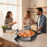 Tigaie electrica rotunda Floria ZLN4957, pizza grill, diametru 36 cm, 1500 W, capac sticla - imagine 5