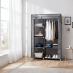 Dulap din material textil cu structura metalica Grunberg WD005, 105 x 45 x 160 cm, gri - imagine 2