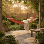 Hamac cu bare de lemn si perna 68491B-P GP, 200 x 100 cm - imagine 3