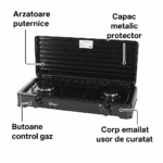 Aragaz cu 2 ochiuri Zilan ZLN-0025, culoare negru, utilizare butelie GPL - imagine 7