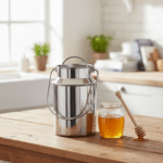 Bidon din inox, cu capac si maner, pentru depozitare lapte, miere sau ulei, 5 l, Grunberg IRL60 - imagine 5