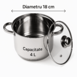 Oala inox Grunberg GR2118, 18 cm, 4 l , Capac - imagine 9