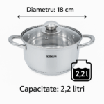 Cratita inox Bohmann BH-0805-18, 18 cm, 2.2 l, capac, inductie - imagine 10