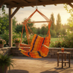 Hamac tip scaun 68511C, bara din lemn, 90 x 65 cm - imagine 4