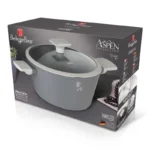 Cratita cu capac Berlinger Haus BH-8260, 24 x 11.8 cm, 4.1 L, interior marmorat, compatibila inductie, gri - imagine 4