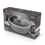 Cratita joasa cu capac Berlinger Haus BH-7070N, 28 x 7.5 cm, 3.8 L, interior marmorat, gri - imagine 4