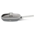 Tigaie grill din aluminiu forjat Berlinger Haus BH-7073N, 24x28x4.1 cm, 2.1 L, capac, interior marmorat, gri - imagine 3