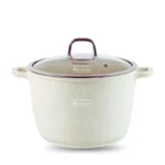 Oala aluminiu turnat Goldmann GM-0620B, 20x16 cm, 4 L, acoperire ceramica, capac,bej